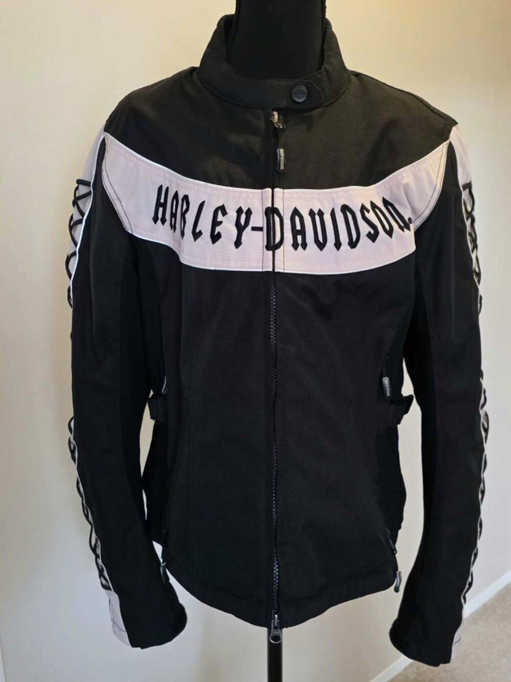 HARLEY DAVIDSON MOTORCYCLE JACKET BLACK PINK W/ARMOR 97358-08VS WOMEN'S SIZE L